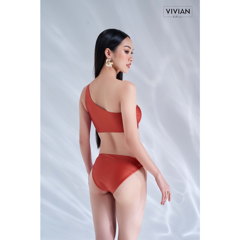 Đồ bơi nữ cao cấp 𝐕𝐈𝐕𝐈𝐀𝐍 dạng một mảnh lệch vai cutout &amp; phối váy cover cách điệu - Hồng - VS175_BR