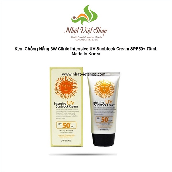 KEM CHỐNG NẮNG 3W Clinic Intensive UV Sunblock Cream SPF 50 PA+++