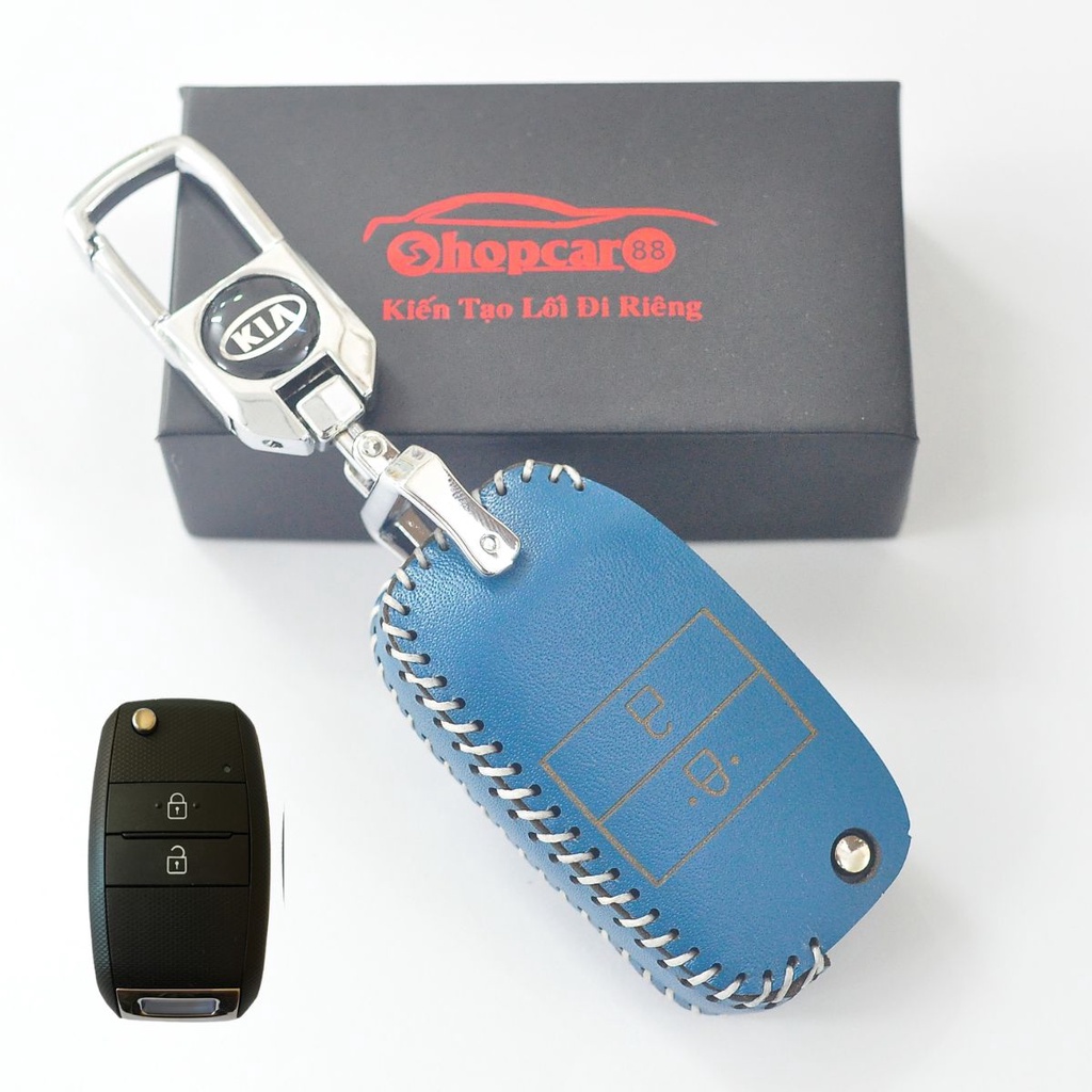 Bao da chìa khoá xe KIA Morning, Picanto 2012-2020. Chìa gập 2 nút mẫu chuẩn như hình. Da bò nhiều màu sắc.