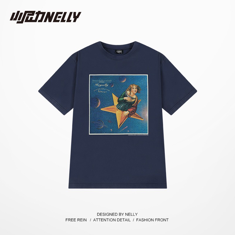 Áo phông HEYNELLY tay lỡ in hình họa tiết form rộng phù hợp cho nam và nữ