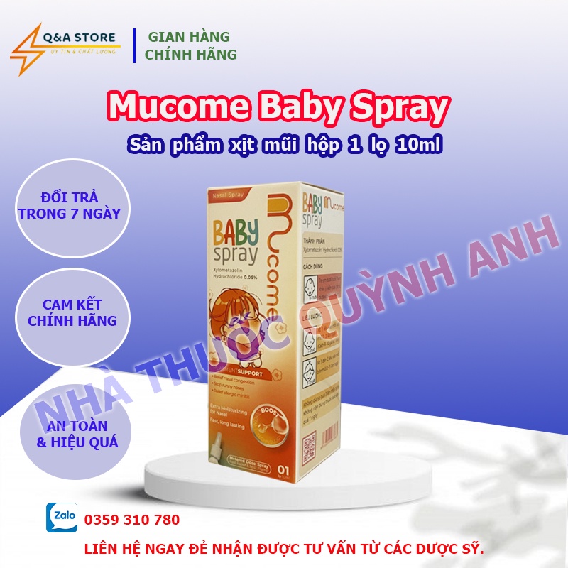 Sản phẩm xịt mũi Mucome Baby Spray hộp 1 lọ 10ml