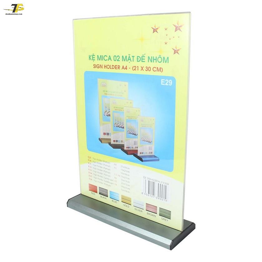 Kệ mica 2 mặt A4 đứng E29, 21x30 cm