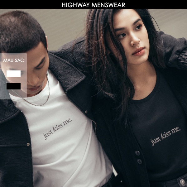 Áo phông nam in hình Cotton USA Highway  Just Kiss Me