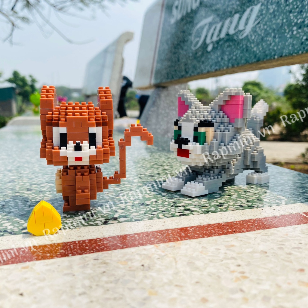 Mô Hình Lắp Ráp Kiểu Lego Tom Jerry Hoạt Hình Nano Blocks 3D Đồ Chơi Ghép Xếp Hình Tom Jerry Mickey Pikachu Gấu Dâu