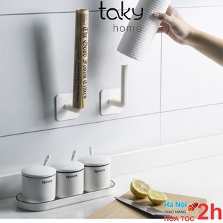Móc Nhựa Dài, Dán Tường Treo Cuộn Giấy, Móc Gài Cuộn Túi Nilon, Lõi Rỗng, Móc Treo Đồ Dính Tường Đa Năng. TakyHome 4070