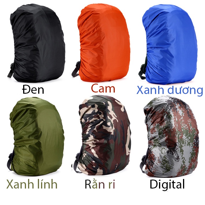Túi trùm ba lô đi mưa - Áo mưa balo 35L-45L-70L