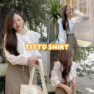 Áo sơ mi cổ bèo thủy thủ phối nơ daisy shirt - titto closet