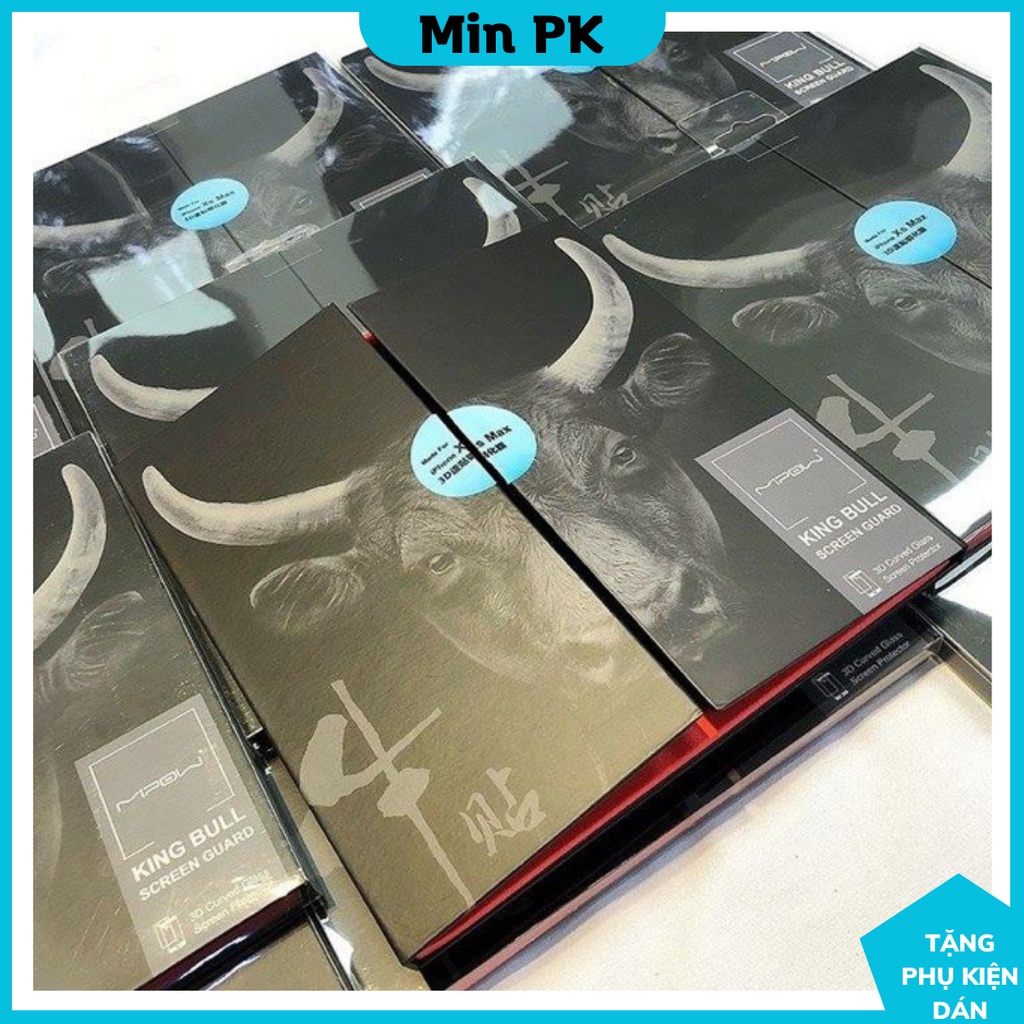 Kính cường lực Vua Trâu MIPOW Kingbull 3D Fullbox & kính trần không hộp dành cho I-PHONE IP 6 7 8 plus X Max 11 12 Pr