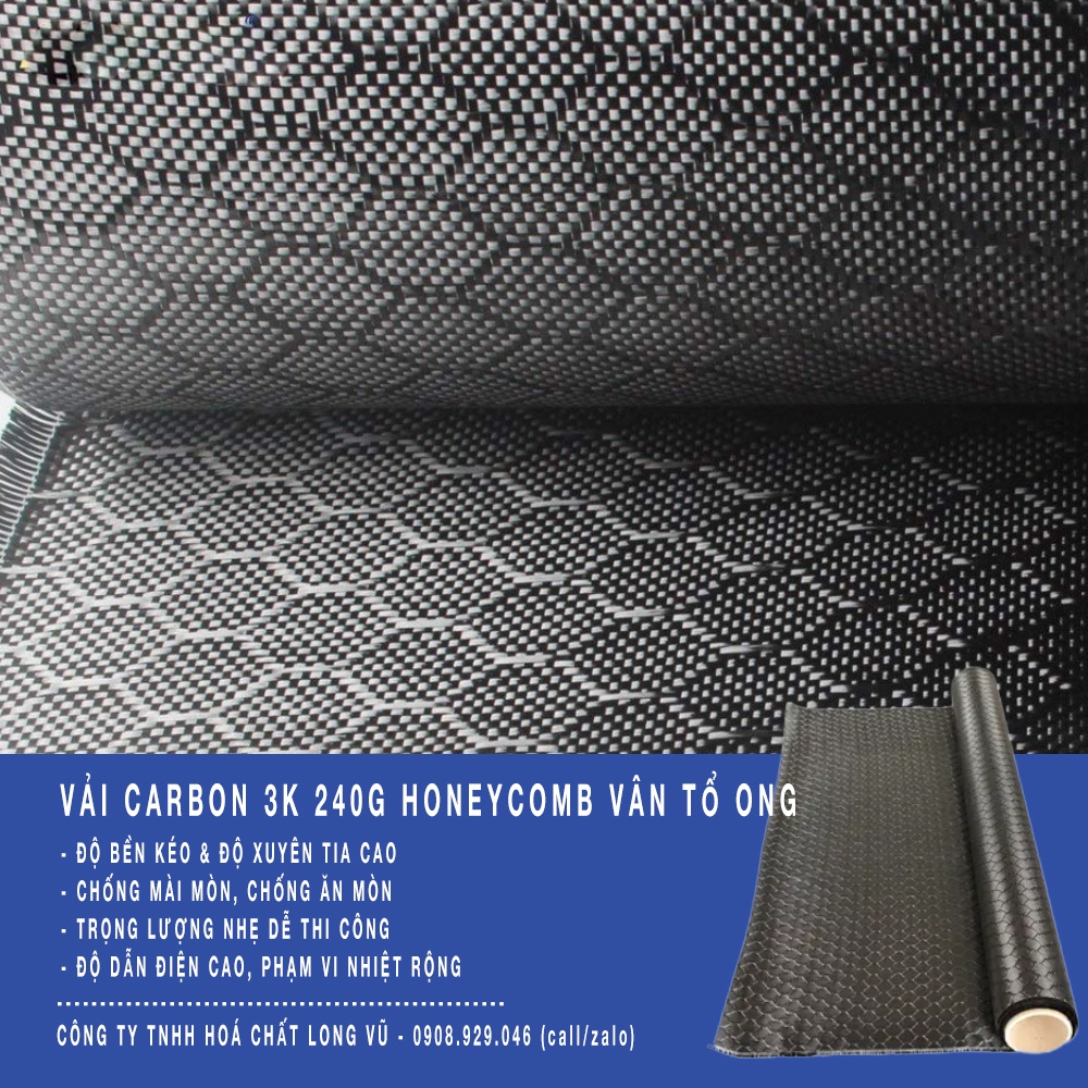 Vải Carbon Fiber 3K Vân Tổ Ong HoneyComb Dán Ốp Đúc Carbon Phụ kiện nội thất Ô tô, Xe Máy