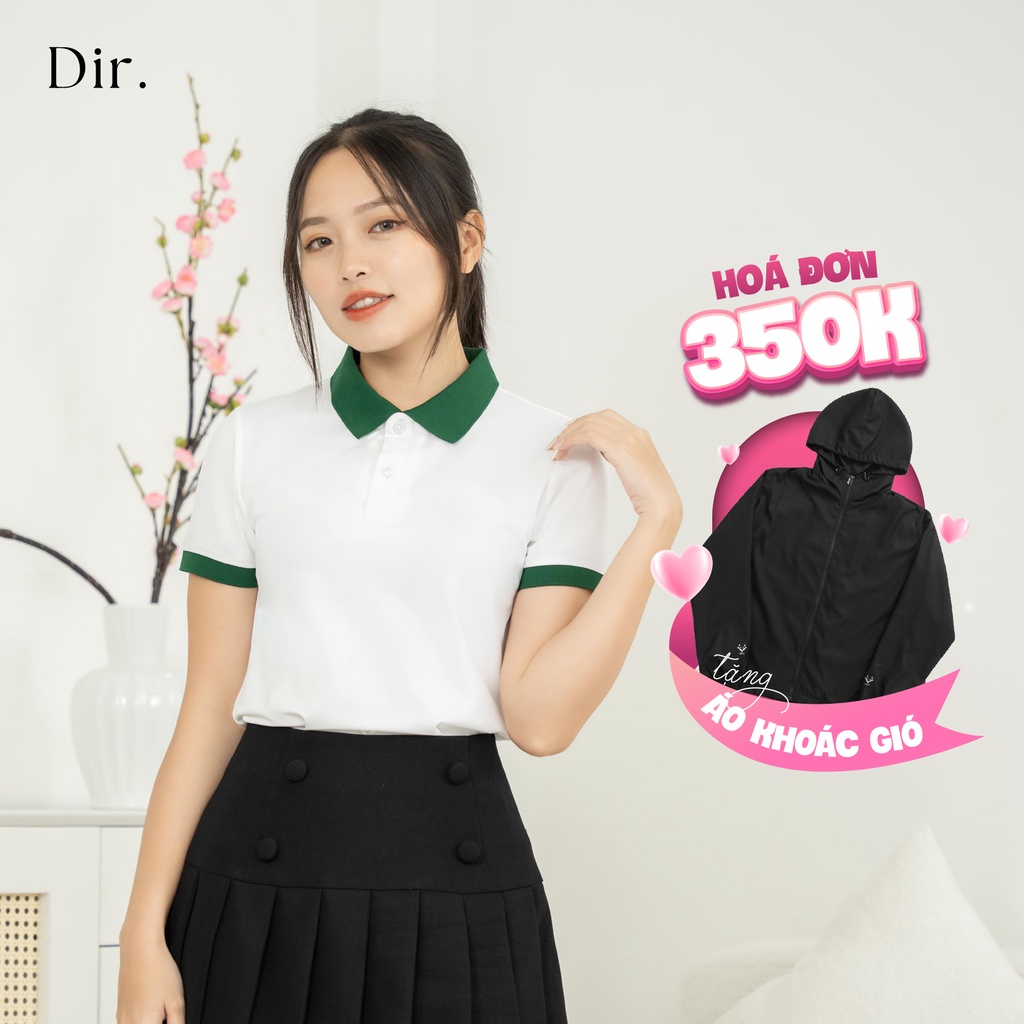 Áo thun polo nữ Dir IVY vải CVC poly cao cấp phối xanh rêu - thoáng mát, thanh lịch, sang trọng, tôn dáng