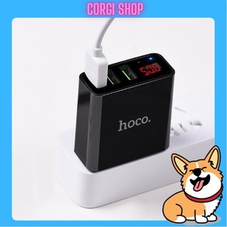 Củ sạc hoco c15 3 cổng, cốc sạc nhanh báo led siêu bền bảo hành 1 năm