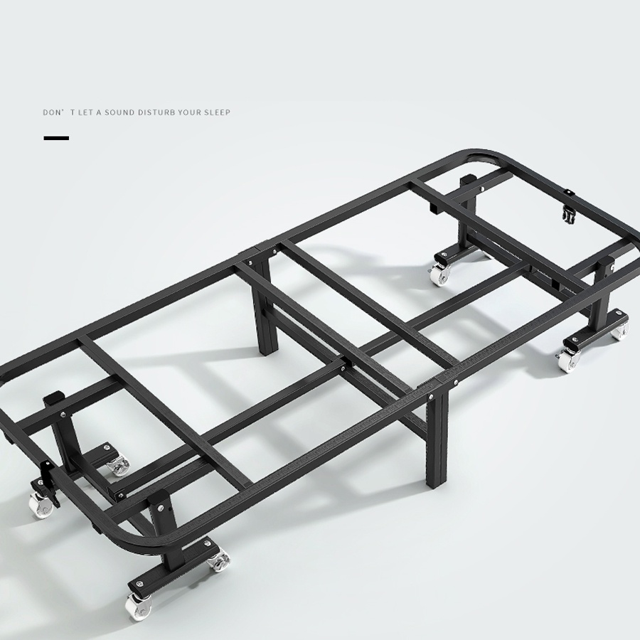 Giường Gấp Gọn AMYLY Giường Gấp Văn Phòng Cao Cấp Màu Xám, Có Bánh Xe Đệm Dày 4cm Kích Thước D183*R63*C38Cm