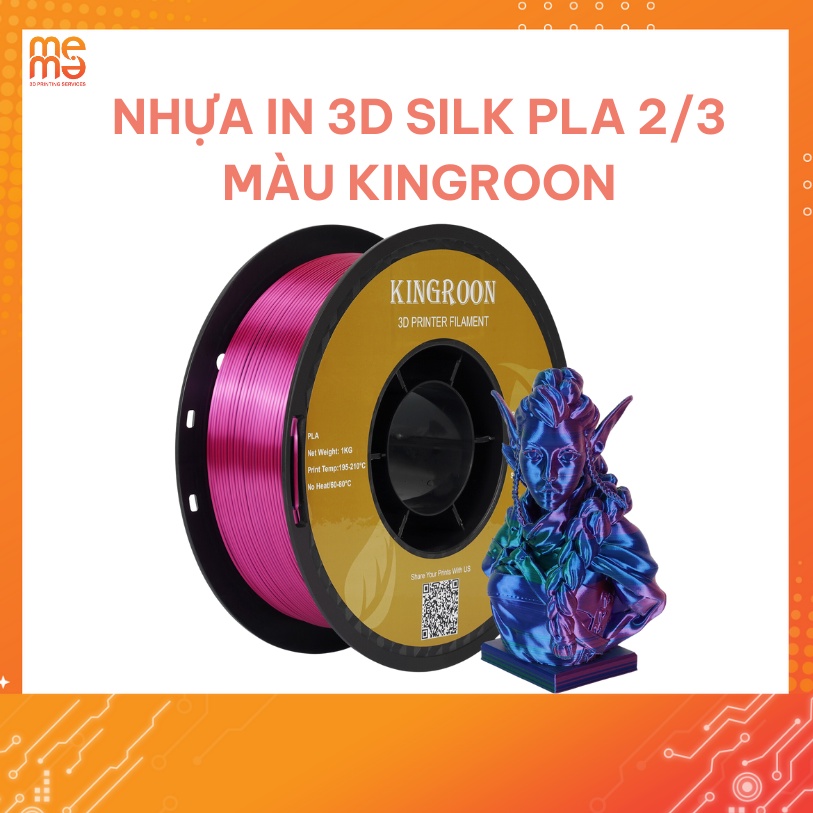 Nhựa in 3D Silk PLA 2 màu 3 màu Kingroon Dual, Triple Colour