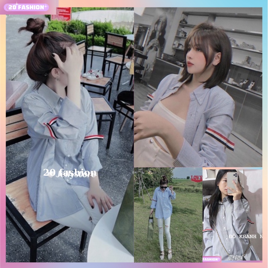 Áo Sơ Mi nữ Thom Kẻ Sọc có viền kẻ tay Form Khoác Siêu Sang Chảnh beautifuleveryday99
