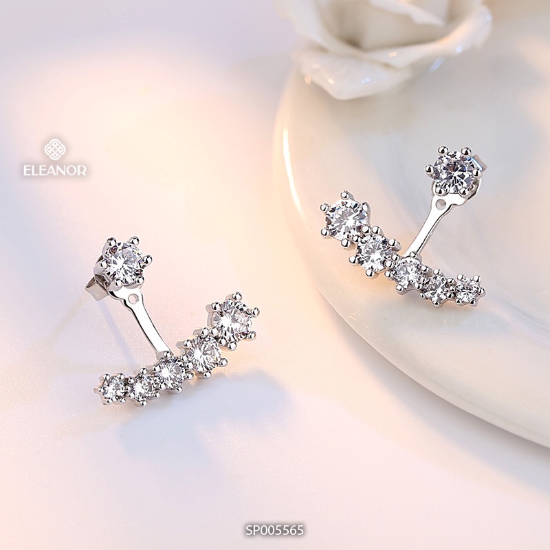 Bông tai nữ chuôi bạc 925 Eleanor Accessories viền đính đá kiểu dáng độc đáo phụ kiện trang sức 5565