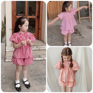 Set bộ Lennco kẻ chun ngực cho bé gái