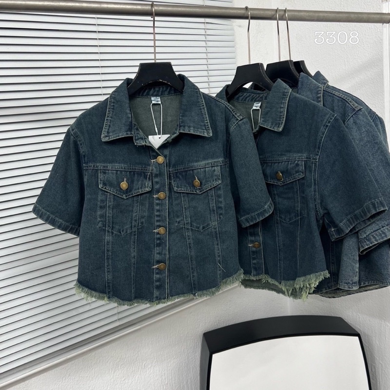 Áo sơ mi jeans bò rách dáng vừa hàng QCL1