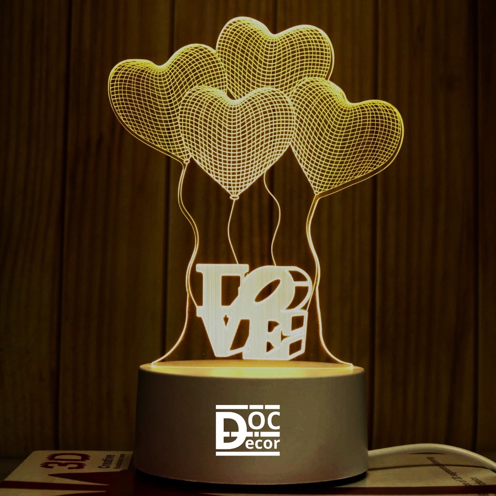 Đèn ngủ 3D dễ thương ánh sáng ấm áp, Đèn led decor, Quà tặng độc đáo