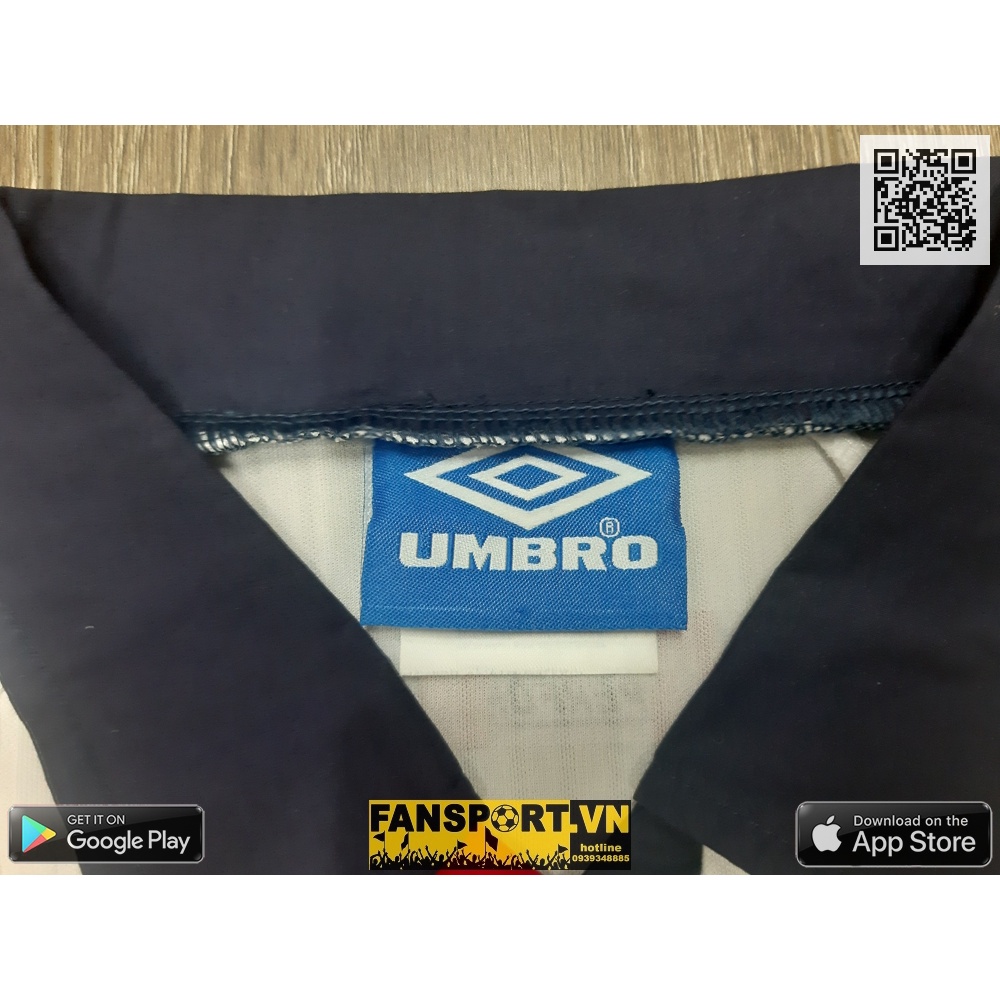 Áo đấu bóng đá Anh England 1997-1998-1999 home shirt jersey white umbro retro size M