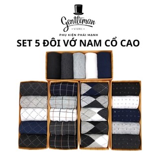  Tất Vớ Nam Set Hộp Quà 5 Đôi Phong Cách Công Sở Cotton Kháng Mùi Co Giản 4 Chiều 