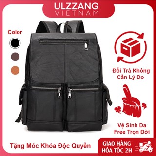 Balo da nam cao cấp đi học, du lịch chống nước chất liệu PU ngăn để máy tính latop 15.6 inch Phong Cách Hàn Quốc