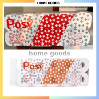 Giấy vệ sinh Posy 10 cuộn 3 lớp dai mềm mịn 1,6kg có lõi và không lõi