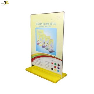 Kệ mica 2 mặt A5 đứng E07 đế lùa, kích thước 15x21 cm