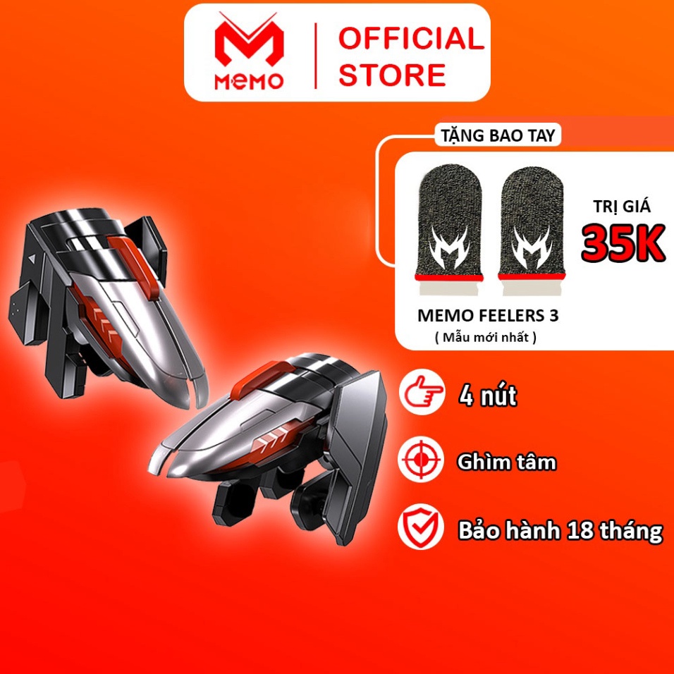 Tay cầm chơi game điện thoại MEMO AK06 gaming nút bắn cơ hỗ trợ chơi game 6 ngón ff pubg freefire cod fps - Chính hãng -
