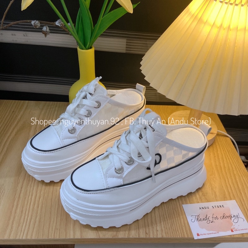 Giày sục thể thao đế bánh mì 9cm⚡️Andu Store⚡️ giày độn đế nữ