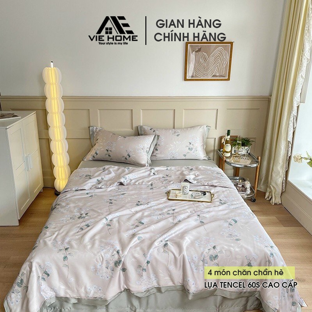 Bộ chăn ga gối Lụa Tencel 60S VIE HOME - Bedding mềm mịn thấm hút full hộp nhập khẩu cao cấp M6/M8