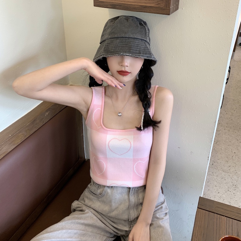 LANJIEXI Áo hai dây dệt kim không tay thời trang mùa hè 2023 cho nữ