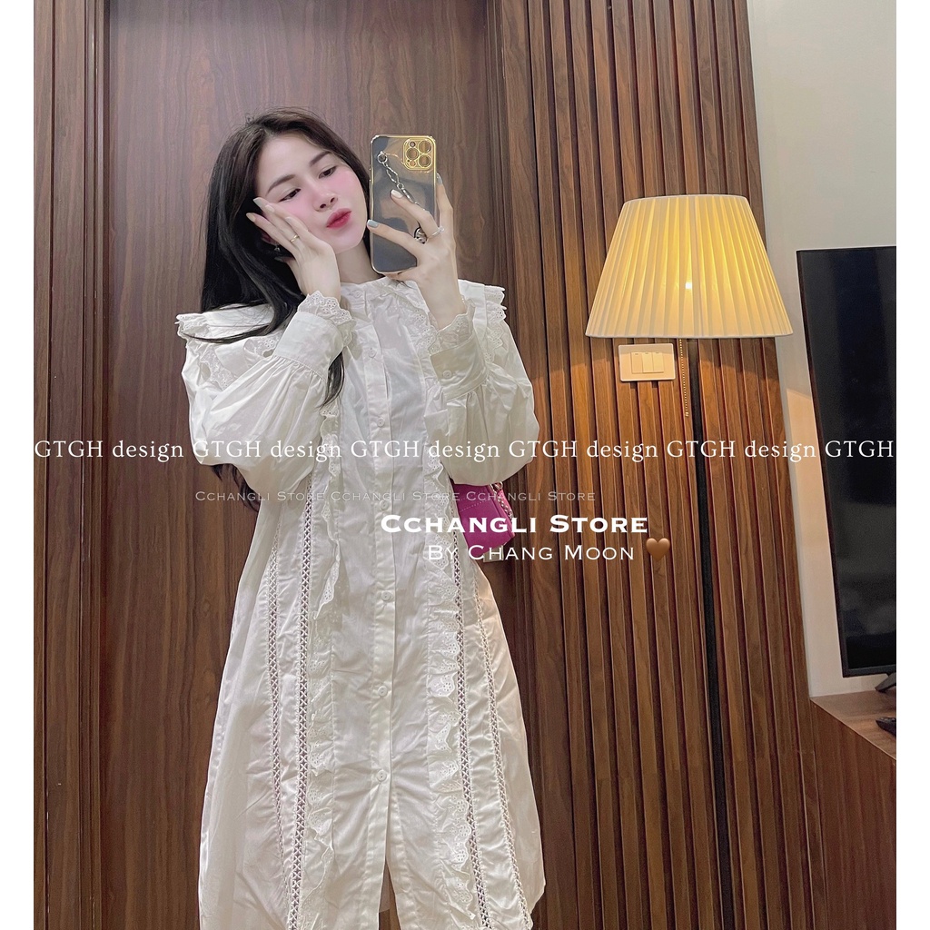 Váy sơ mi viền ren so hottt