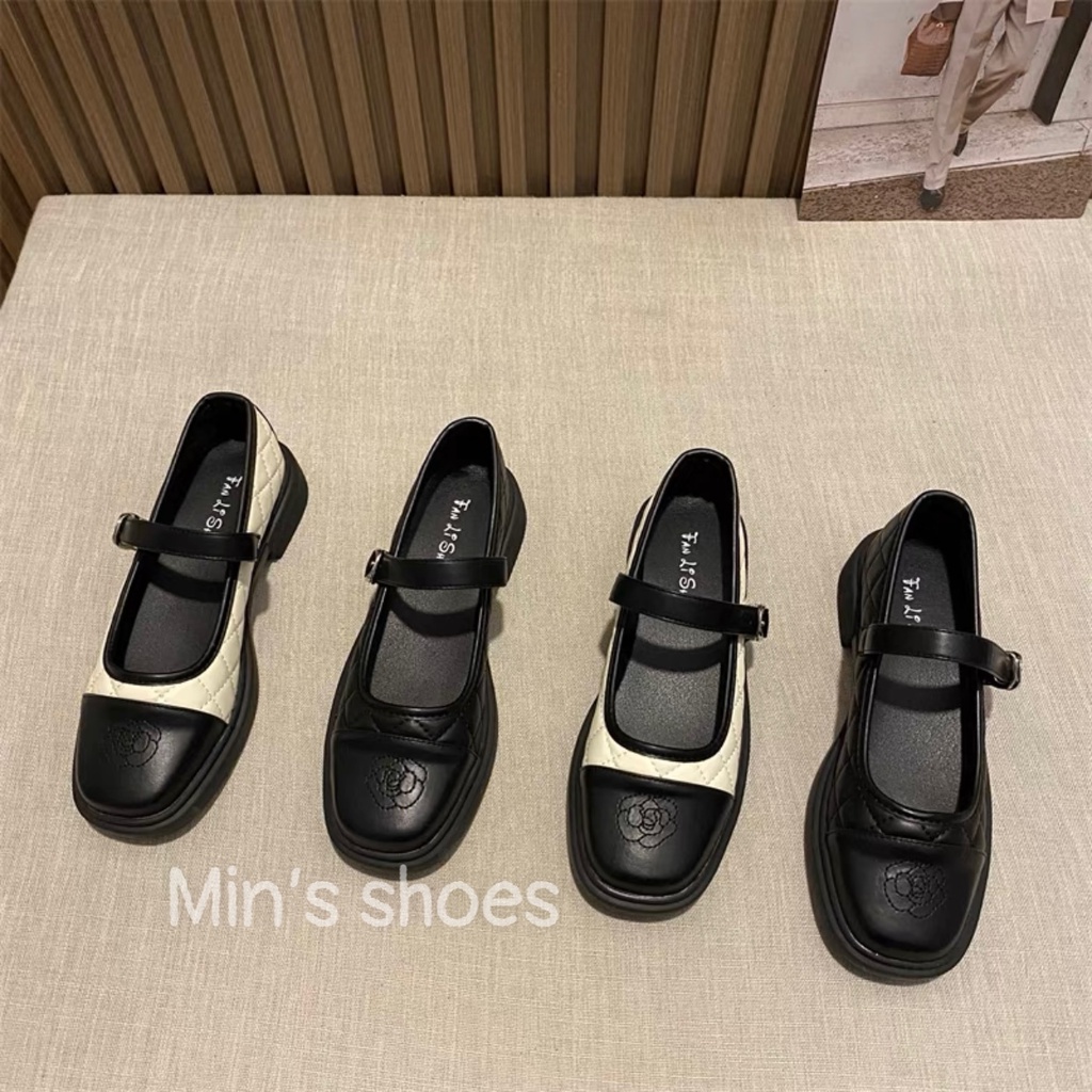 Min's Shoes - Giày Mary Jane Hoạ Tiết Hoa Hồng Da Mềm Cao Cấp V258