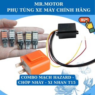 Combo Mạch Hazard + Cục chớp chỉnh tốc độ nháy và 4 Xi nhan T15 siêu sáng nhiều màu cho mọi loại xe