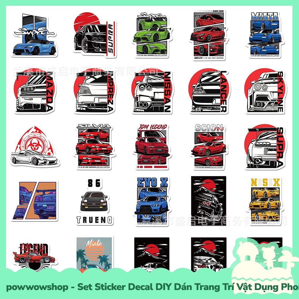 [Sẵn VN - Hỏa Tốc] Set Bộ 50 Miếng Sticker DIY Chống Thấm Nước Dán Trang Trí Vật Dụng Phong Cách Car Xe Hơi