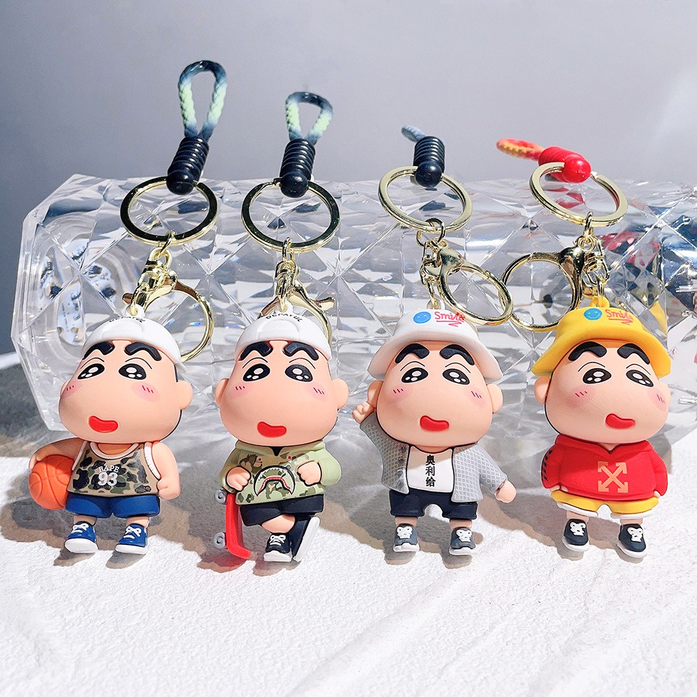 Móc khóa Shin mặc áo cute dễ thương, làm quà tặng treo balo túi xách, chất liệu PVC cao cấp