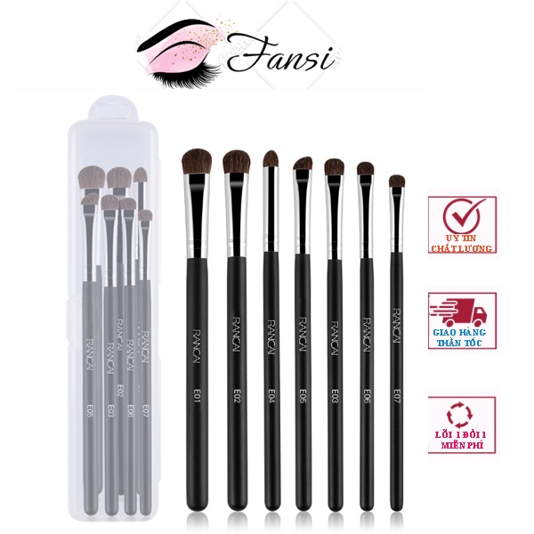 Set/Bộ 7 cọ trang điểm mắt RANCAI kèm hộp đựng làm đẹp tiện lợi-FSB7