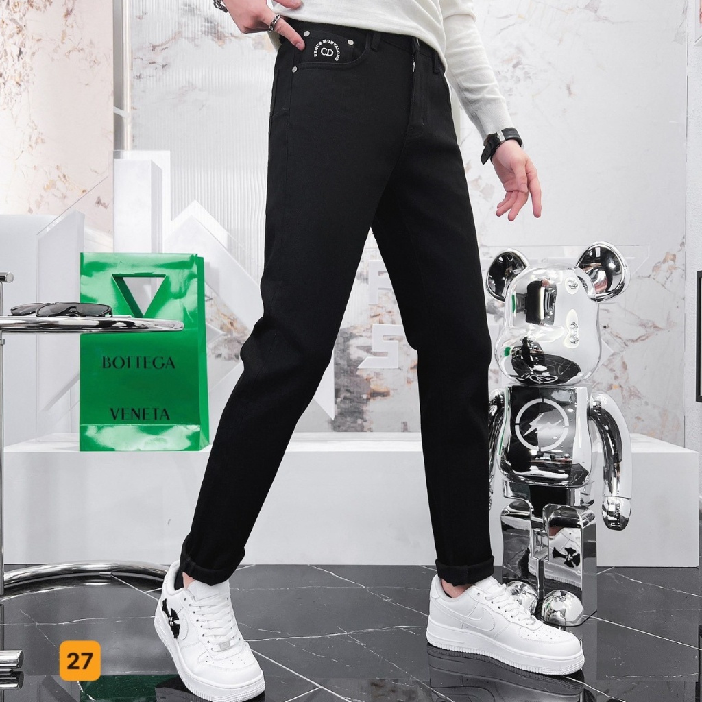 Quần jean nam màu xanh trơn không rách gối chất bò cao cấp co dãn 4 chiều đẹp from dáng rin skinny YuMy JM91