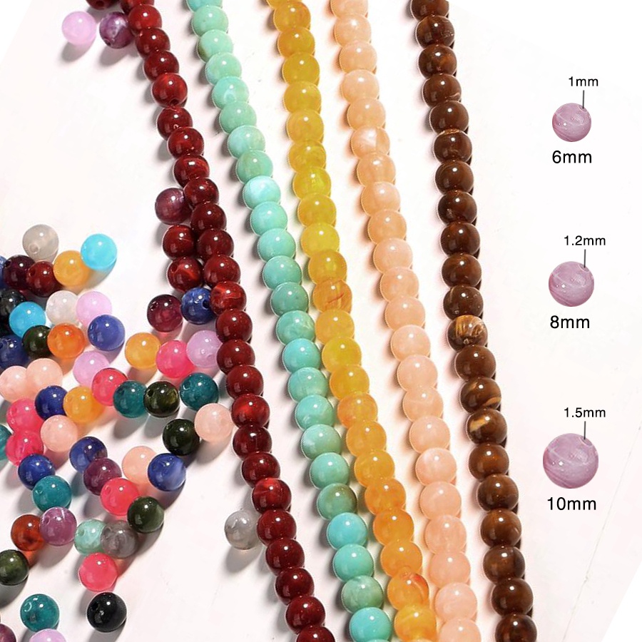 Chuỗi Hạt Nhựa Đệm ~6-10mm, Mix Làm Vòng Tay Dây Đeo Móc Khóa Trang Sức, Thời Trang Nam Nữ