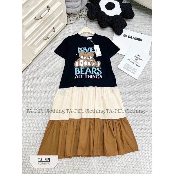 Váy bầu thiết kế đẹp dáng suông 3 tầng sang chảnh chất cotton đẹp siêu mát V372