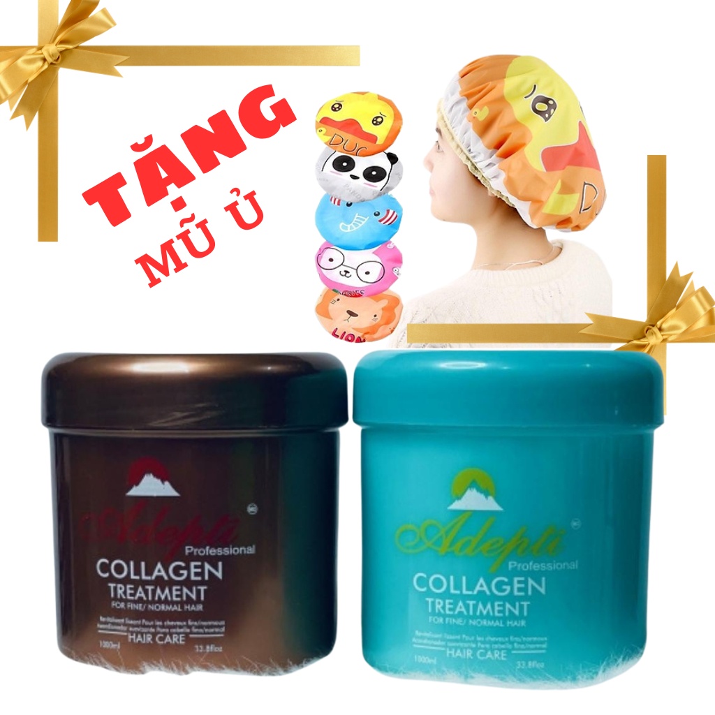 Kem Hấp Ủ Tóc, Dầu Hấp Phục Hồi Hư Tổn Chống Gãy Rụng ADEPTI 1000ML(Tặng Kèm Mũ Ủ)