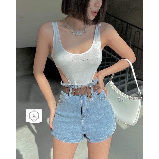 Áo liền quần Bodysuit ba lỗ ôm body in chữ quyến rũ thời trang mùa hè-Ringu shop