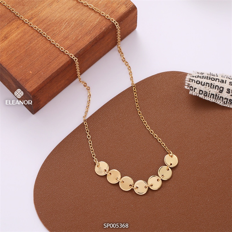 Dây chuyền bạc nữ Eleanor Accessories thiết kế mặt tròn mắt xích vòng cổ choker phụ kiện trang sức 5368