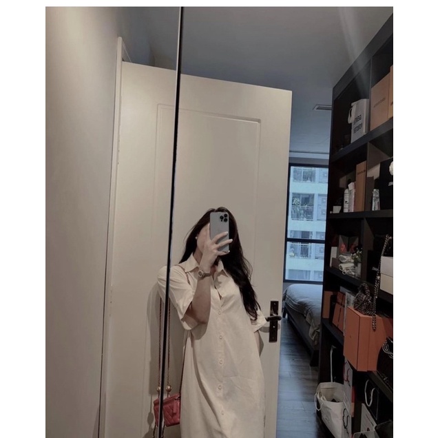 VÁY SƠ MI MÀU NUDE XINH XỈU