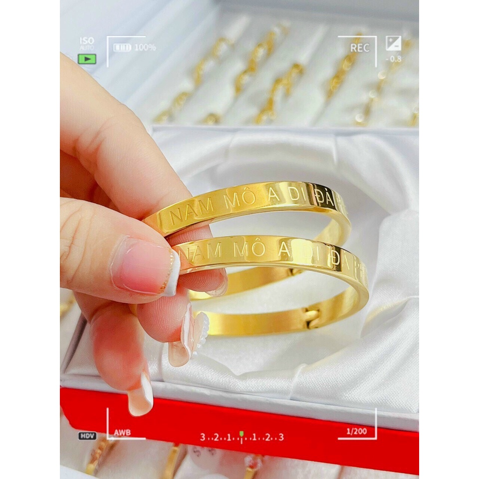 Vòng Tay Nam Mô A Di Đà Phật Trắng Vàng
