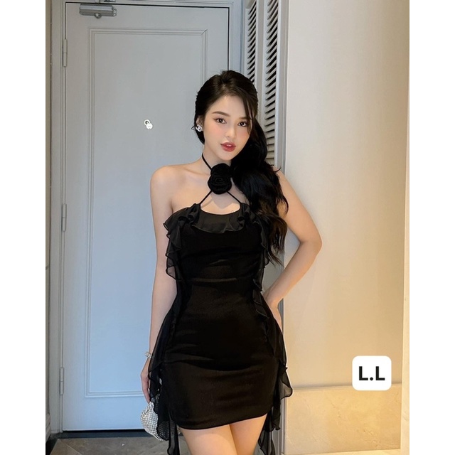 Đầm Ôm Body Bèo Tua Rua Đính Hoa Quyến Rũ