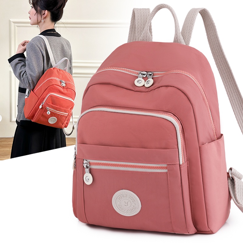 Ba Lô Canvas Siêu Nhẹ Nhiều Túi Phong Cách Hàn Quốc Mới