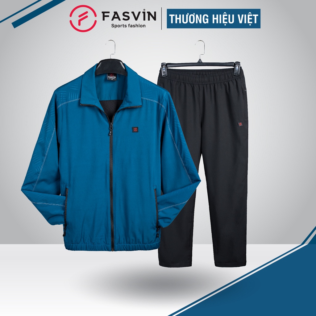 Bộ quần áo gió nam 2 lớp FASVIN BC22541.HN vải thể thao cao cấp lót vải thun hàng chính hãng