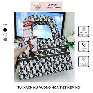 Túi Xách Nữ Vuông D.I.O.R Họa Tiết Sang Trọng - Túi Xách Vuông Kèm Nơ Thanh Lịch
