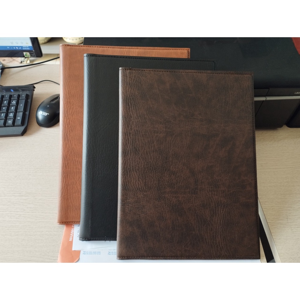 Menu bìa da PVC loại 1 cao cấp khổ A4 cài góc